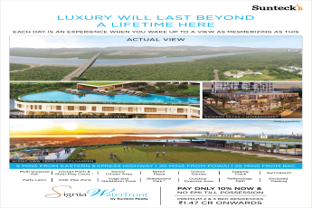 Book premium 2 & 3 bed residences at Rs 1.47 Cr. at Suntech Signia Waterfront in Navi Mumbai